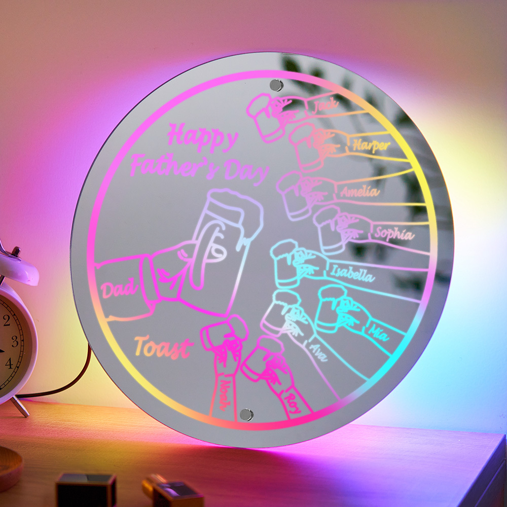 Personalized Mirror Light Name Toast Night Light Father's Day Gifts
