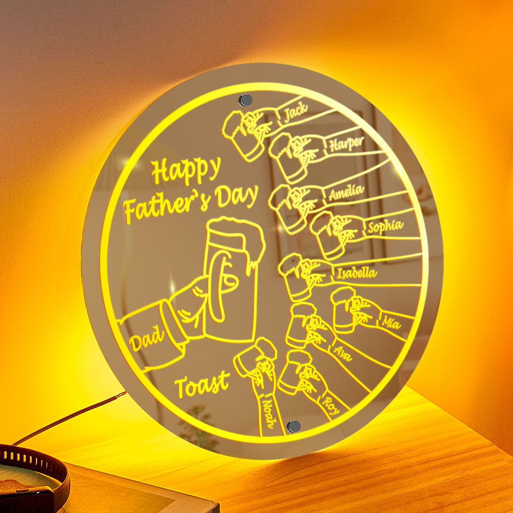 Personalized Mirror Light Name Toast Night Light Father's Day Gifts