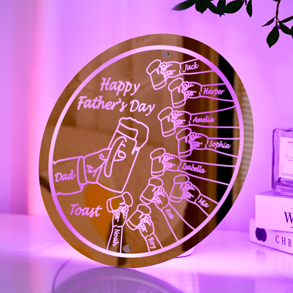 Personalized Mirror Light Name Toast Night Light Father's Day Gifts