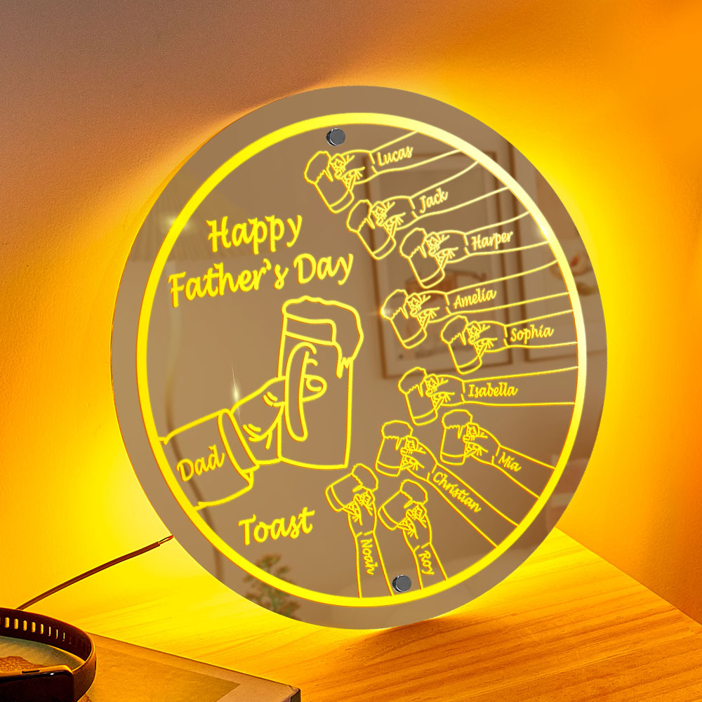 Personalized Mirror Light Name Toast Night Light Father's Day Gifts