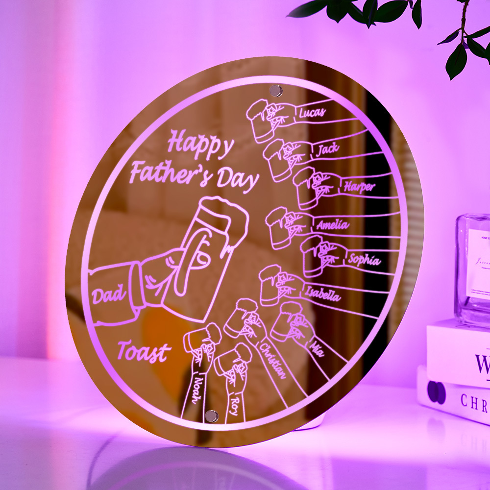 Personalized Mirror Light Name Toast Night Light Father's Day Gifts