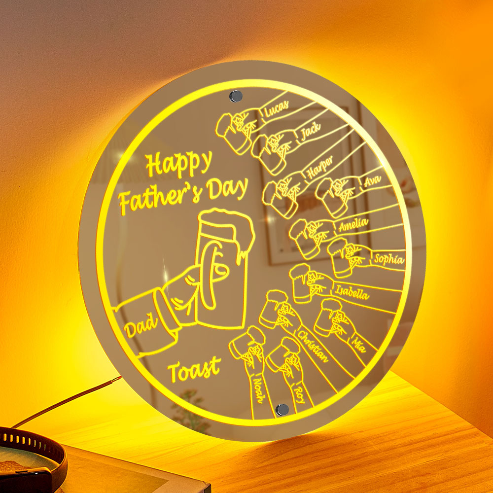 Personalized Mirror Light Name Toast Night Light Father's Day Gifts