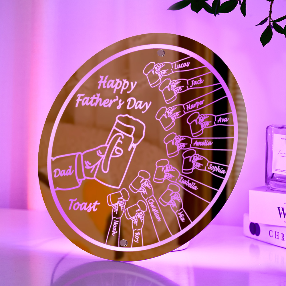 Personalized Mirror Light Name Toast Night Light Father's Day Gifts