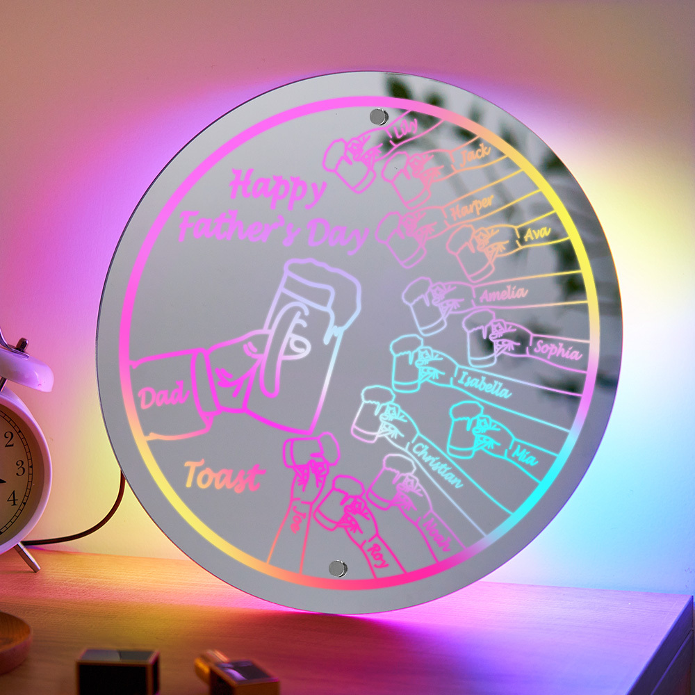Personalized Mirror Light Name Toast Night Light Father's Day Gifts