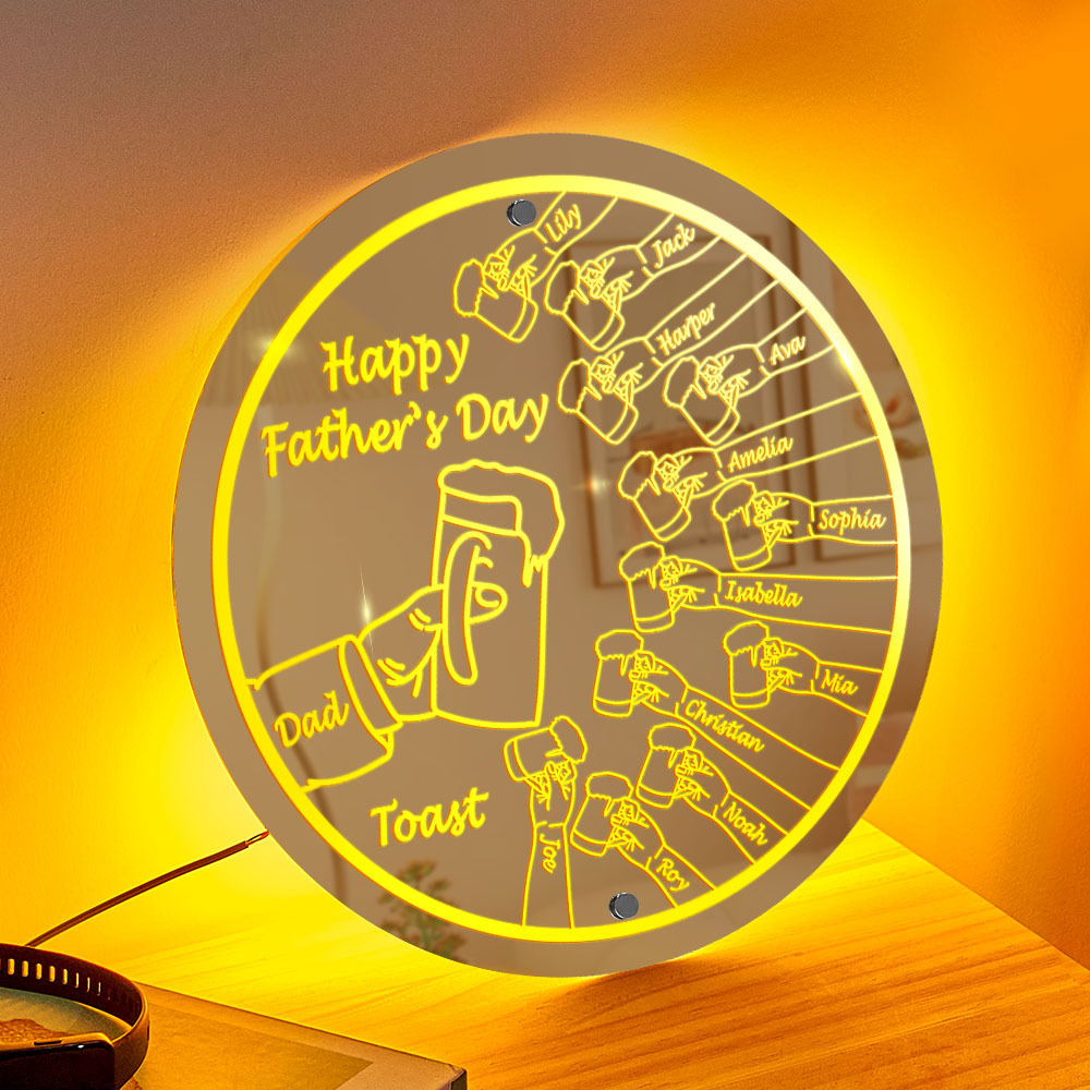 Personalized Mirror Light Name Toast Night Light Father's Day Gifts