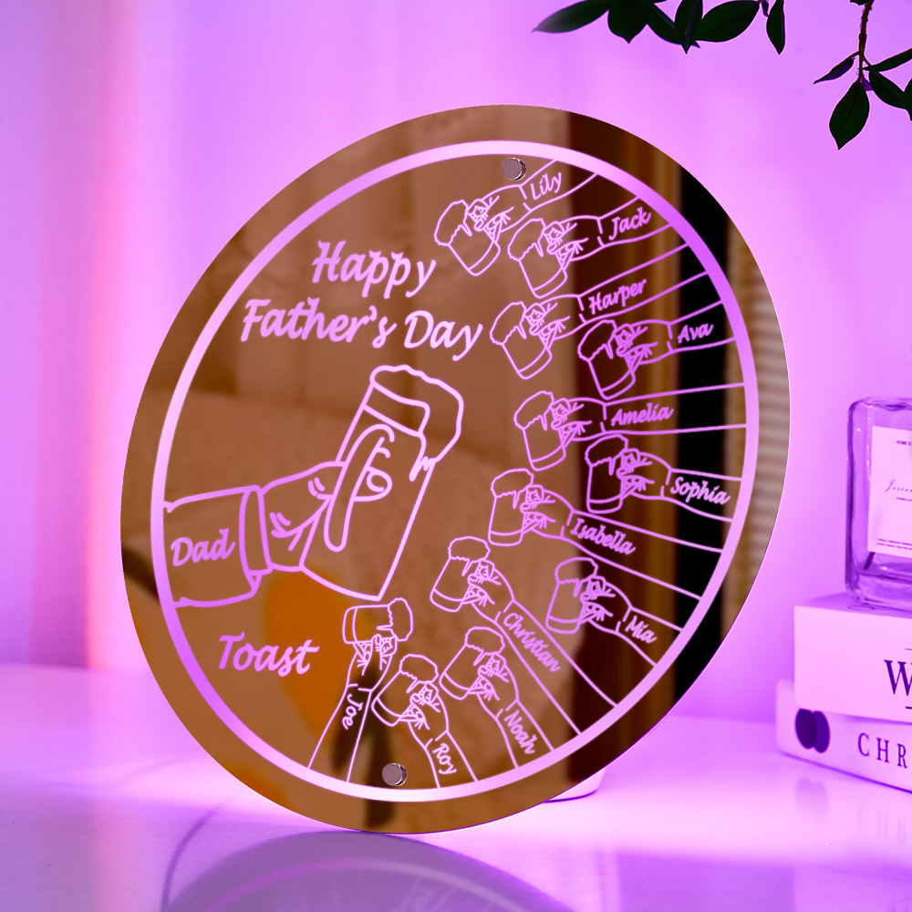 Personalized Mirror Light Name Toast Night Light Father's Day Gifts