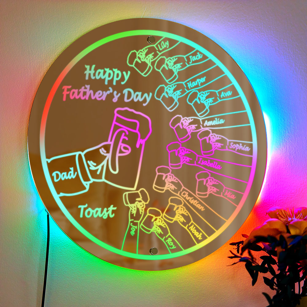 Personalized Mirror Light Name Toast Night Light Father's Day Gifts