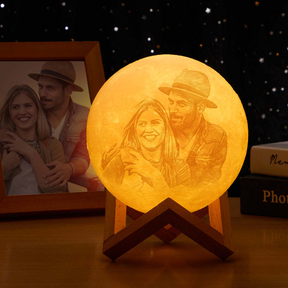 Personalized Creative 3D Print and Engraved Moon Lamp(10CM-15CM) - Get Photo Blanket