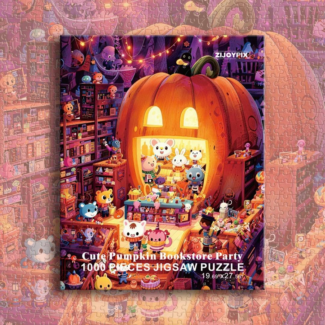 Creative Halloween Puzzle Set for Teens & Adults - Cozy Night In, Book Lovers & Art Enthusiasts, Relaxation Therapy
