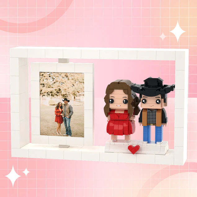 Full Body Customizable 2 People Photo Frame Custom Brick Figures Small Particle Block Brick Me Figures Home Decoration for Her - Get Photo Blanket