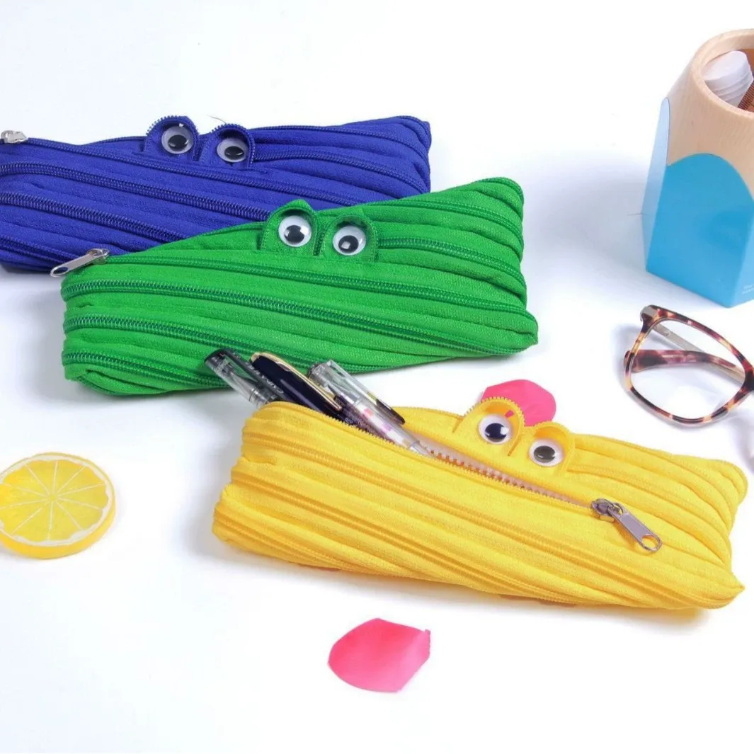 Cute Monster Zipper Pencil Case Funny Creative Student Pen Pouch