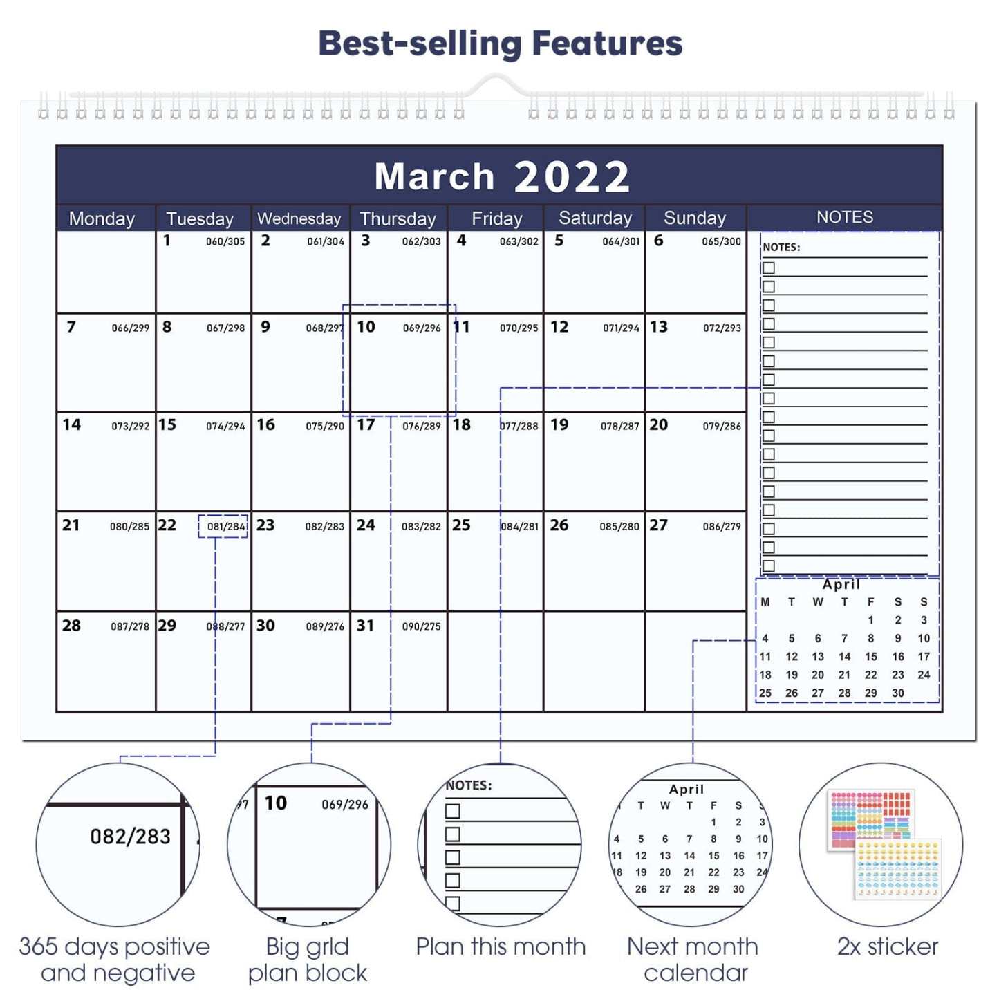 2022 Full Year Calendar Poster Wall Calendar Chart Daily Schedule Table Planner Calendar Gifts - Giftlab