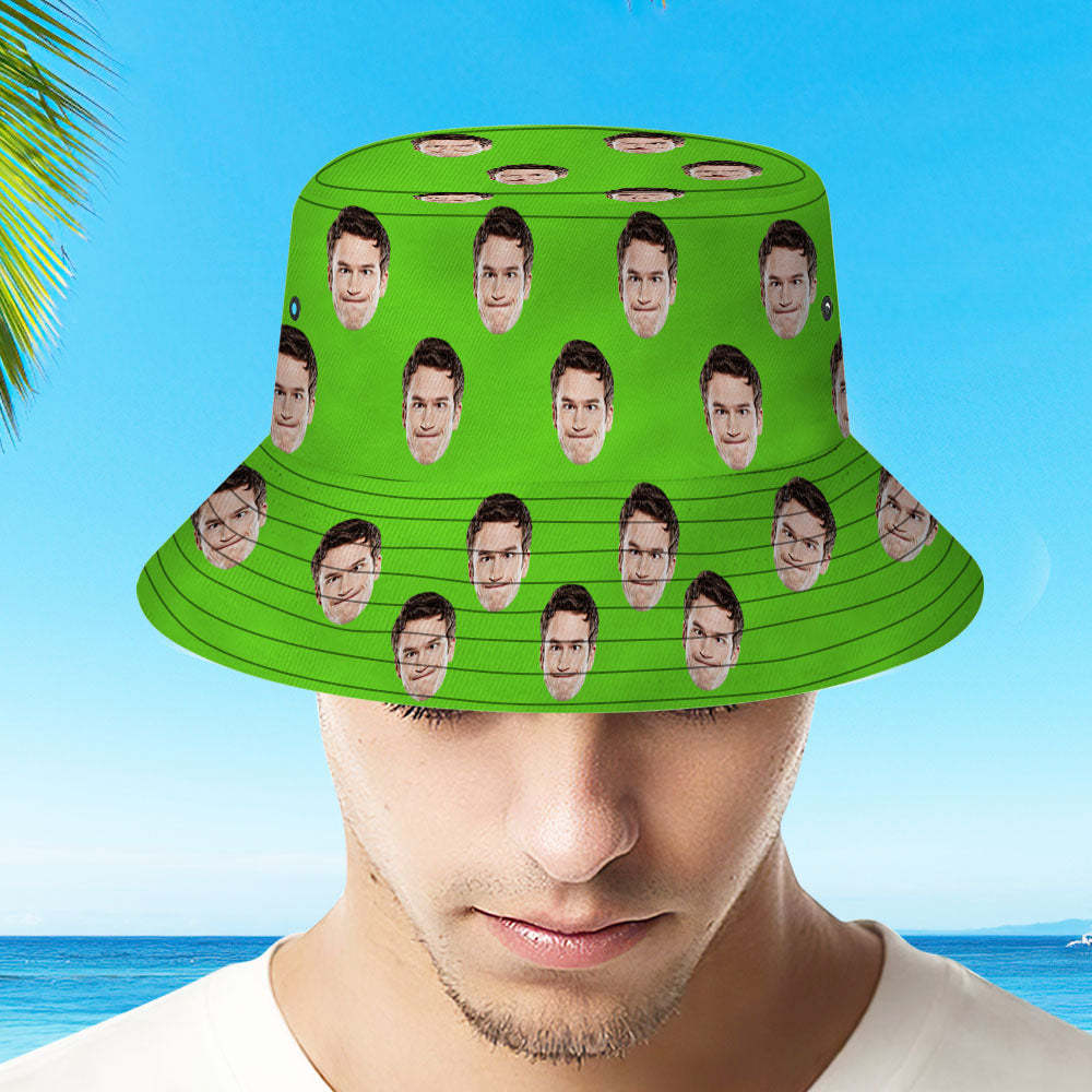 Custom Your Photo Face Summer Bucket Hat Fisherman Hat - Black-MyHawaiianShirts