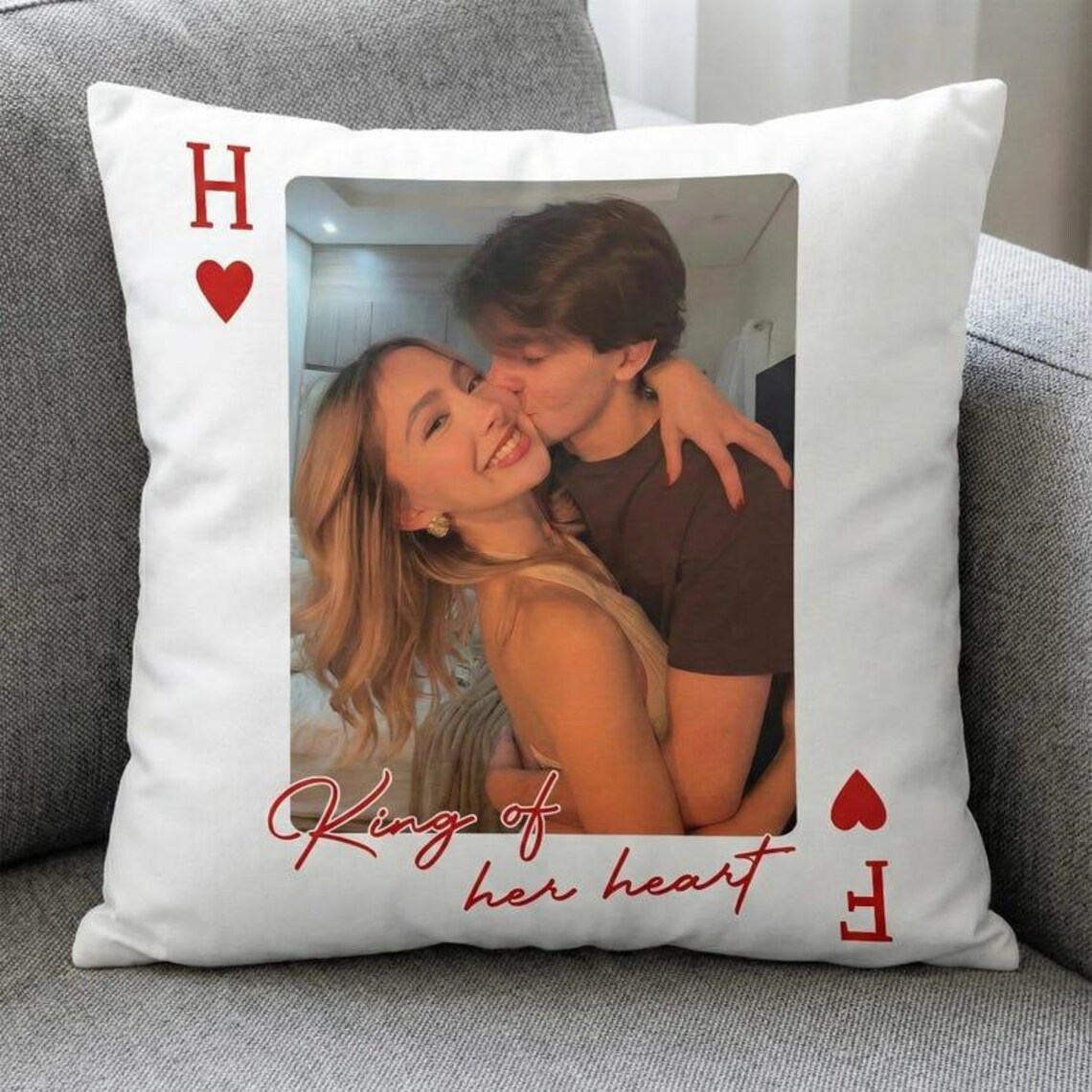 Personalized Playing Card Photo Pillow: Romantic Valentine’s Day Gift