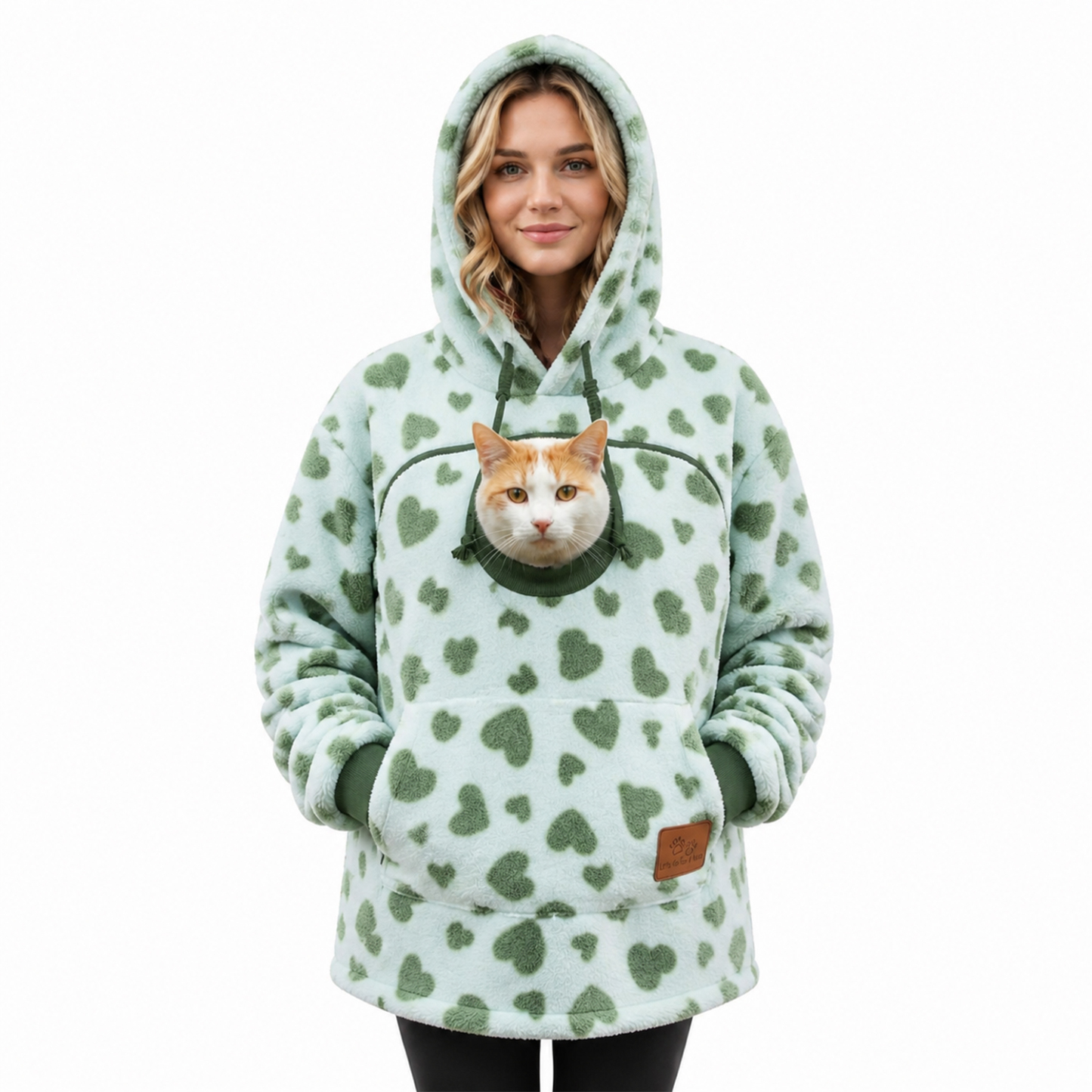 Pet Fleece Pocket Hoodie – Cozy Pullover with Oversized Front Pouch for Small Pets, Warm Casual Sweatshirt - Get Photo Blanket