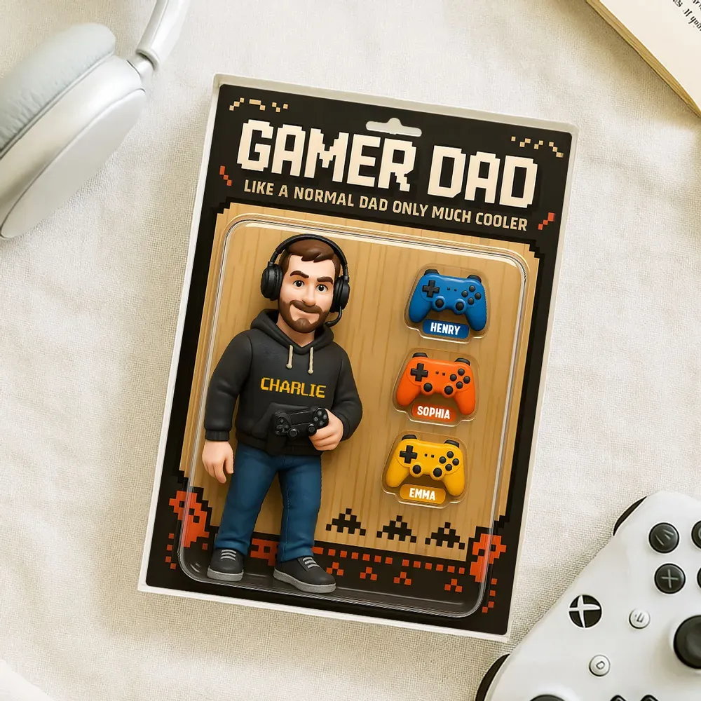Gamer Dad Cooler Custom Action Figure Personalized Acrylic Block Plaque, Father's Day Gift for Gamer Dad, Gift for Husband - Get Photo Blanket