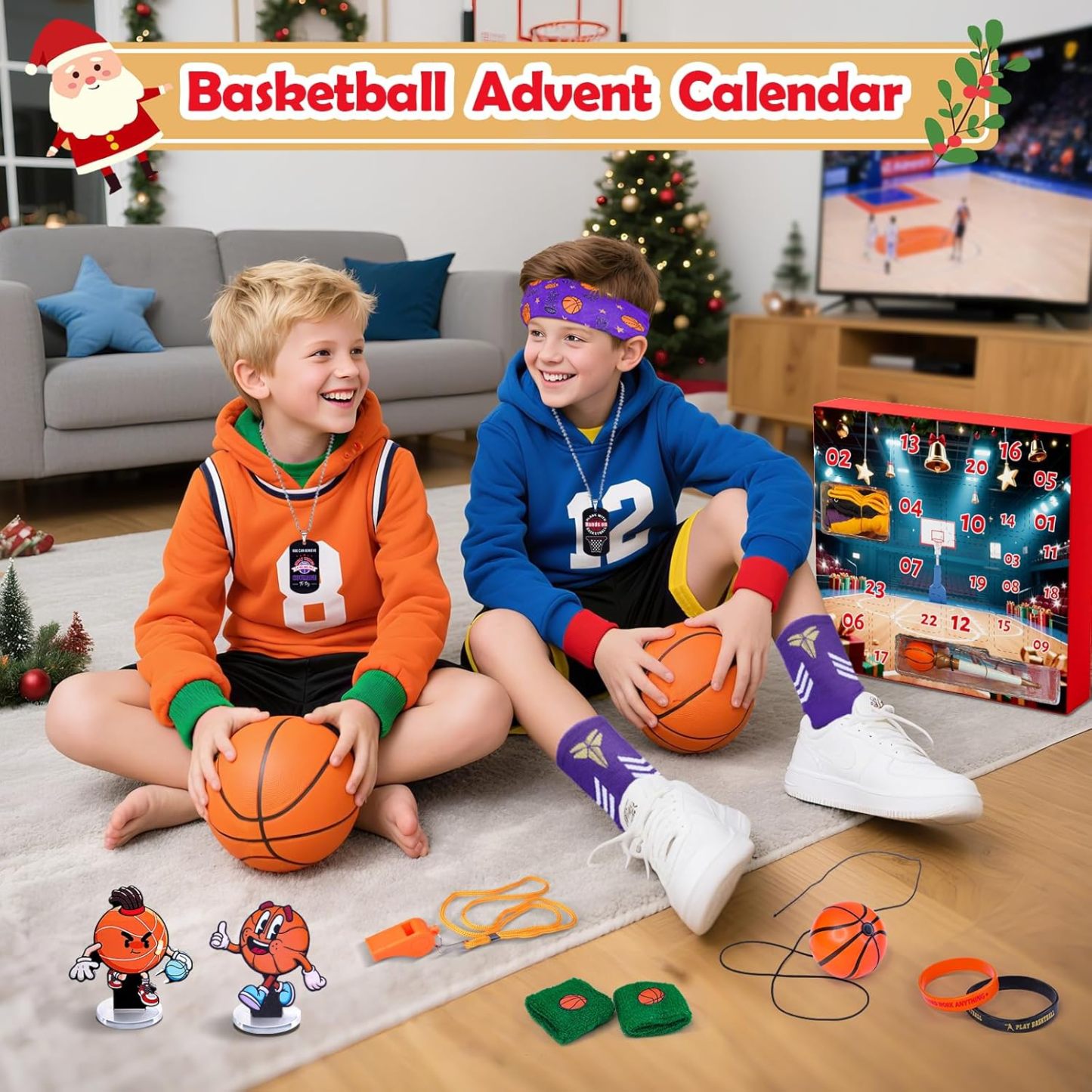 Advent Calendar Basketball for Boys Girls Teens Surprise Box Basketball Accessories Decoration Christmas Countdown Gifts