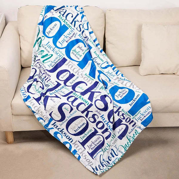 Personalized High-Quality Super Soft Name Family Blanket Birthday Christmas Gift for Kid Family