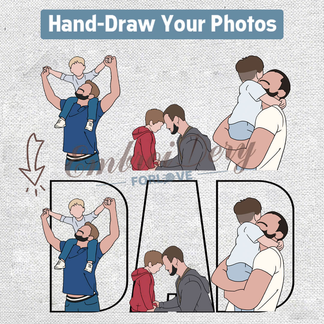 Custom Family Photo Portrait Sweatshirt/T-shirt Embroidered/Printing Hoodie Gift for Dad or Mom