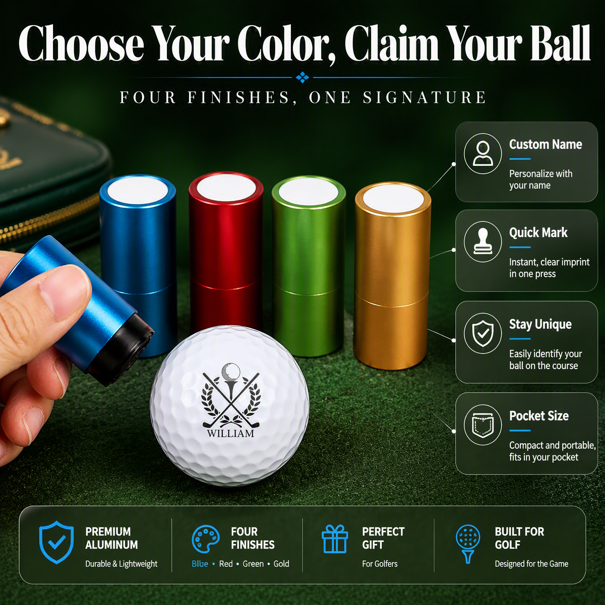 Custom Golf Ball Stamp Personalized Quick-Drying Waterproof Golf Ball Marker, Unique Name & Logo Stamper, Ideal Golf Gift for Men & Avid Golfers - Get Photo Blanket