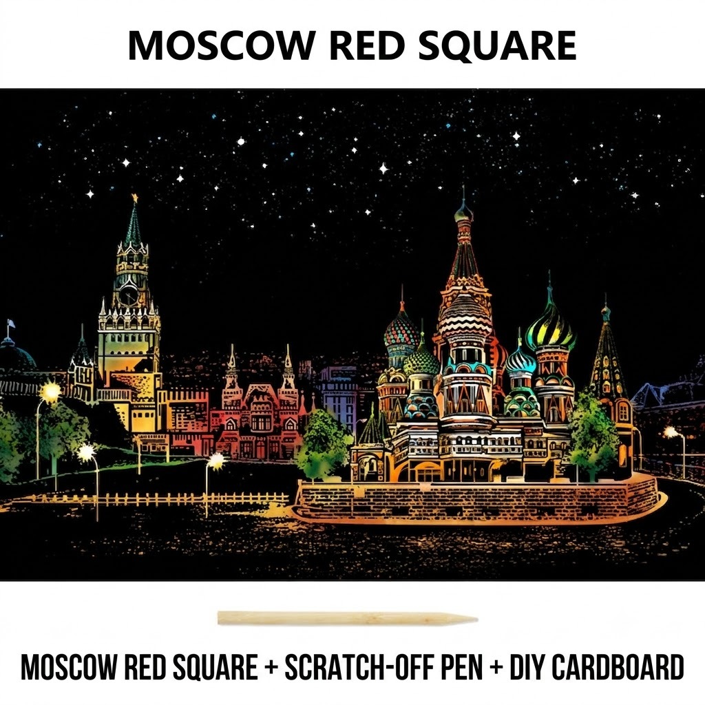 DIY Colorful City Nightscape Scratch Art Creative Craft Kit Multi Famous Scenes