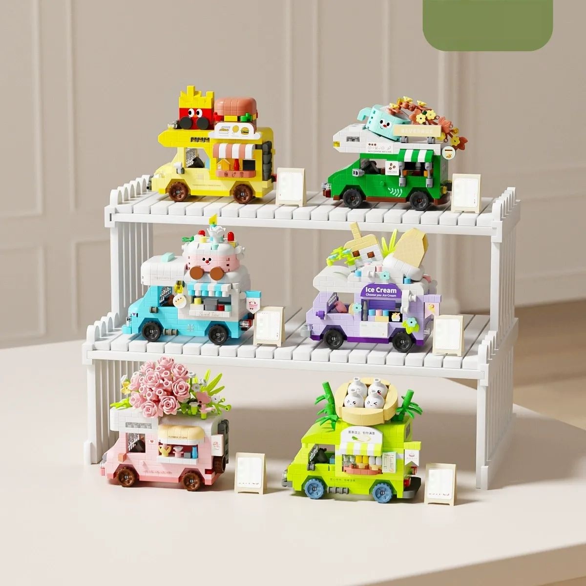  Pink Flower Car Building Block Set Gift for Her