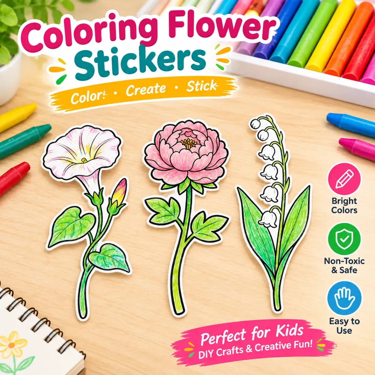 DIY Doodle Flower Bouquet Kit, Creative Hand-Painted Floral Craft, Handmade Gift for Art Lovers and DIY Enthusiasts