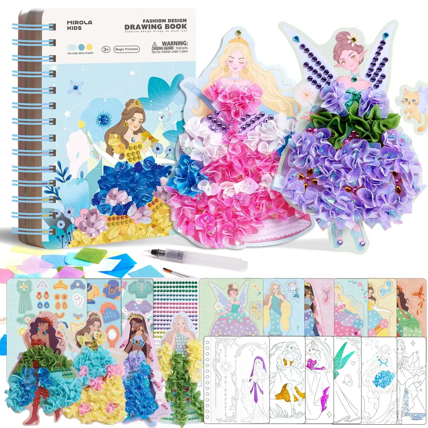 Diamond Painting Kits Art Magic Princess Craft Kit Stuffers Watercolor DIY Gifts for Girls Handicraft Activities Embroidery Design Set