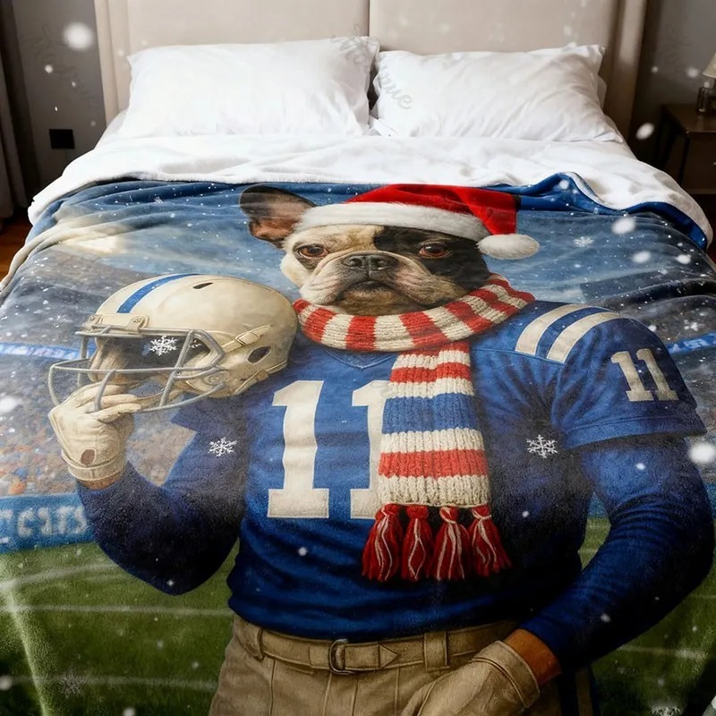 Custom Christmas American Football Pets Blankets