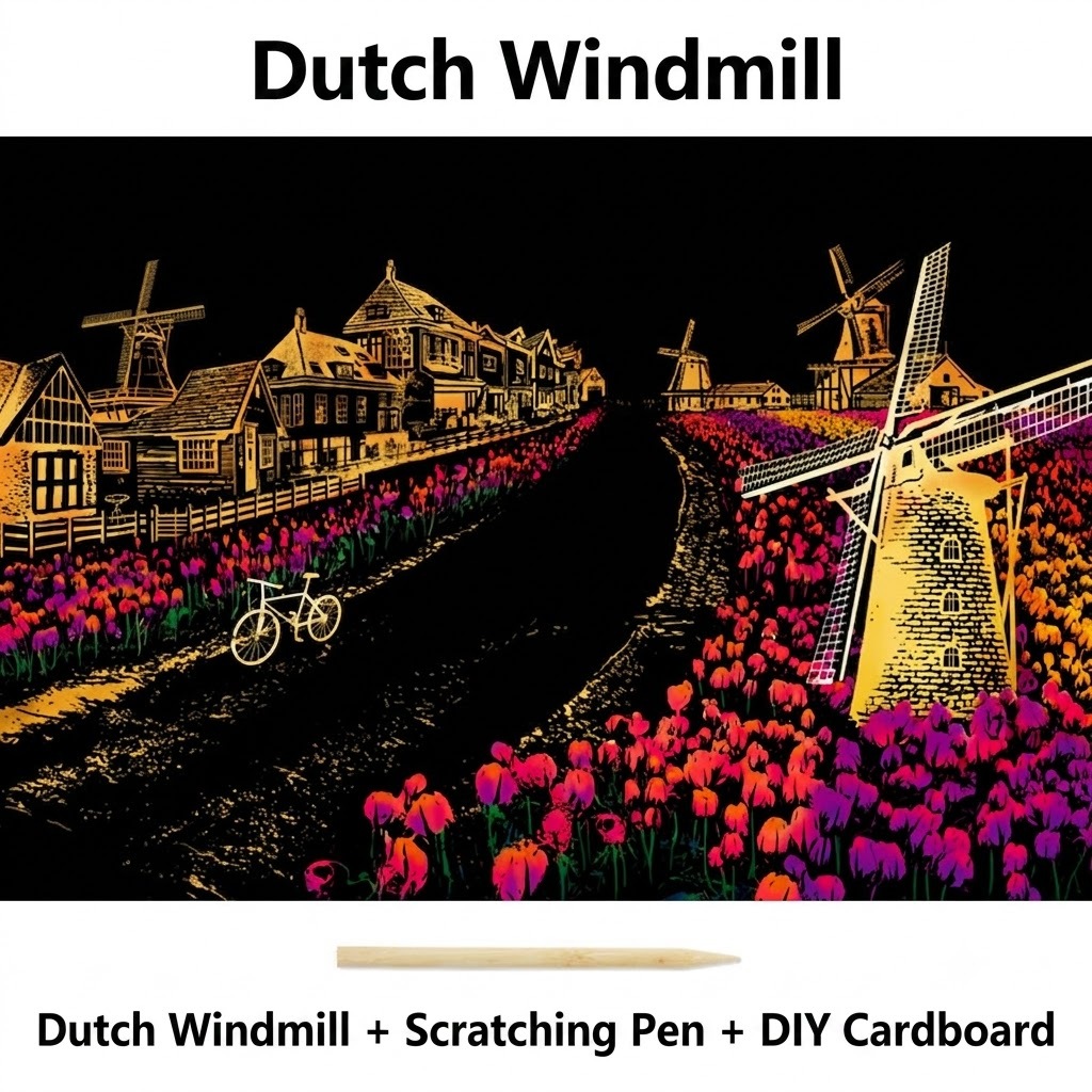 DIY Colorful City Nightscape Scratch Art Creative Craft Kit Multi Famous Scenes