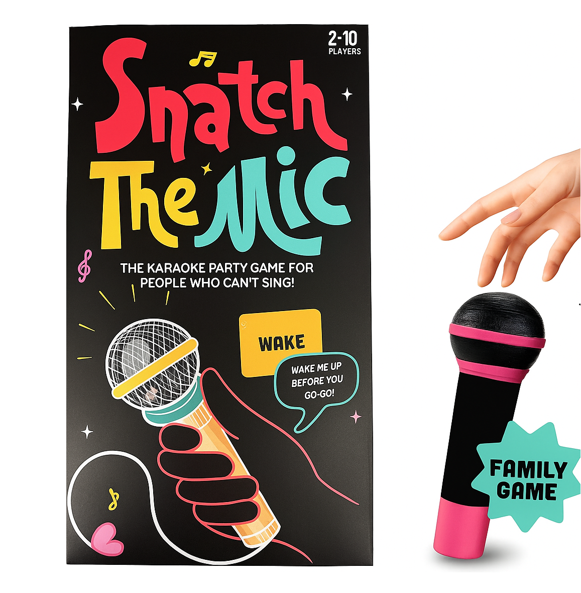 Grab The Mic Family Karaoke Game Family Karaoke Board Game 2-10 Players