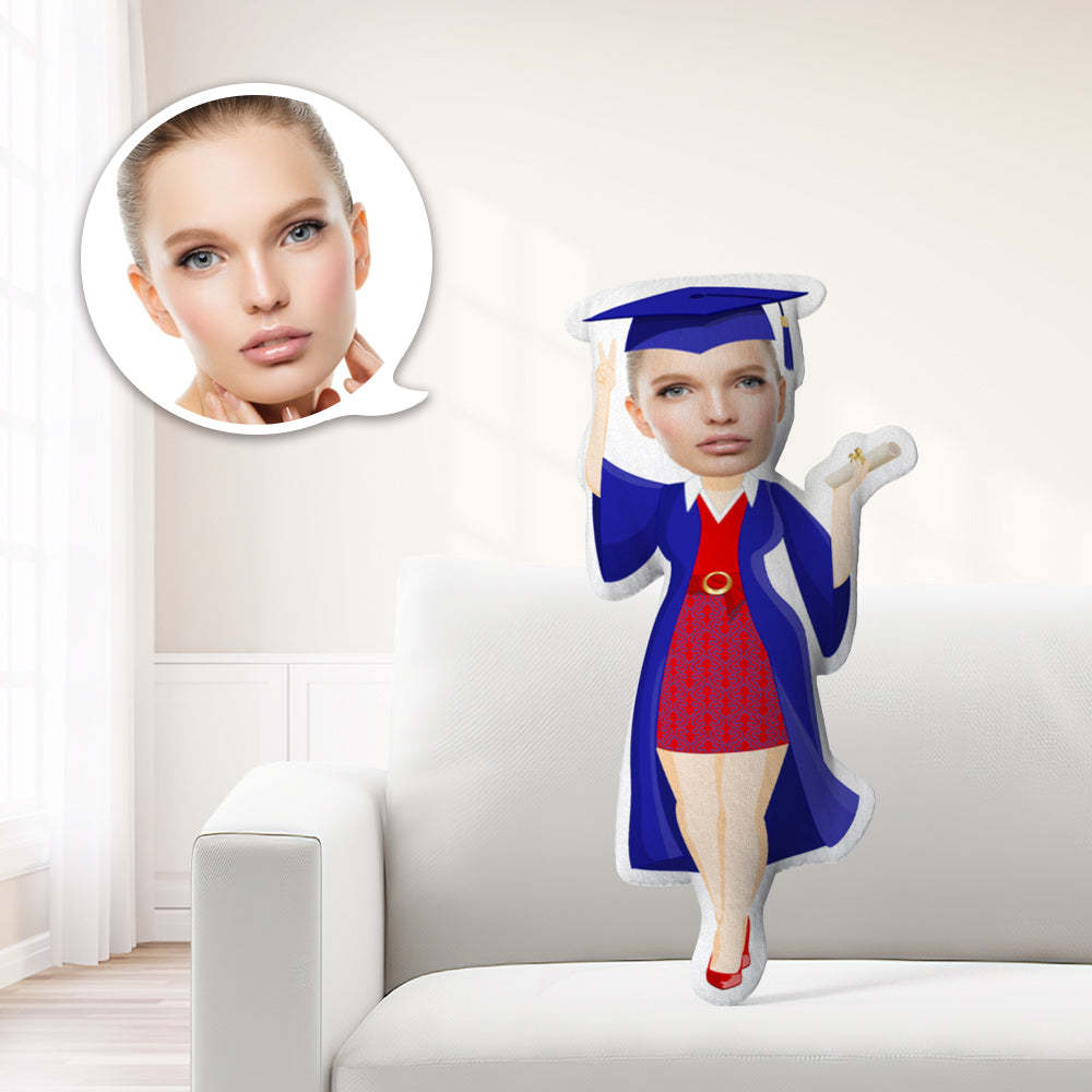Graduation Gift for Her Photo Pillow Face Pillow Personalized Pillow Custom Pillow Minime Pillow Doll Blue-Bachelor Suit
