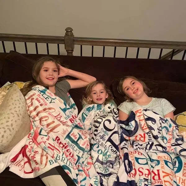 Personalized High-Quality Super Soft Name Family Blanket Birthday Christmas Gift for Kid Family