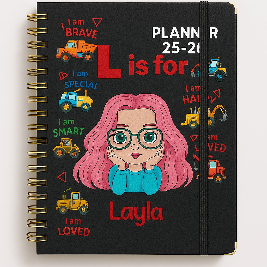 Custom Cartoon Character A5 Spiral Journal Notebook with Name of Dreams Custom Name Back to School Gift for Kid