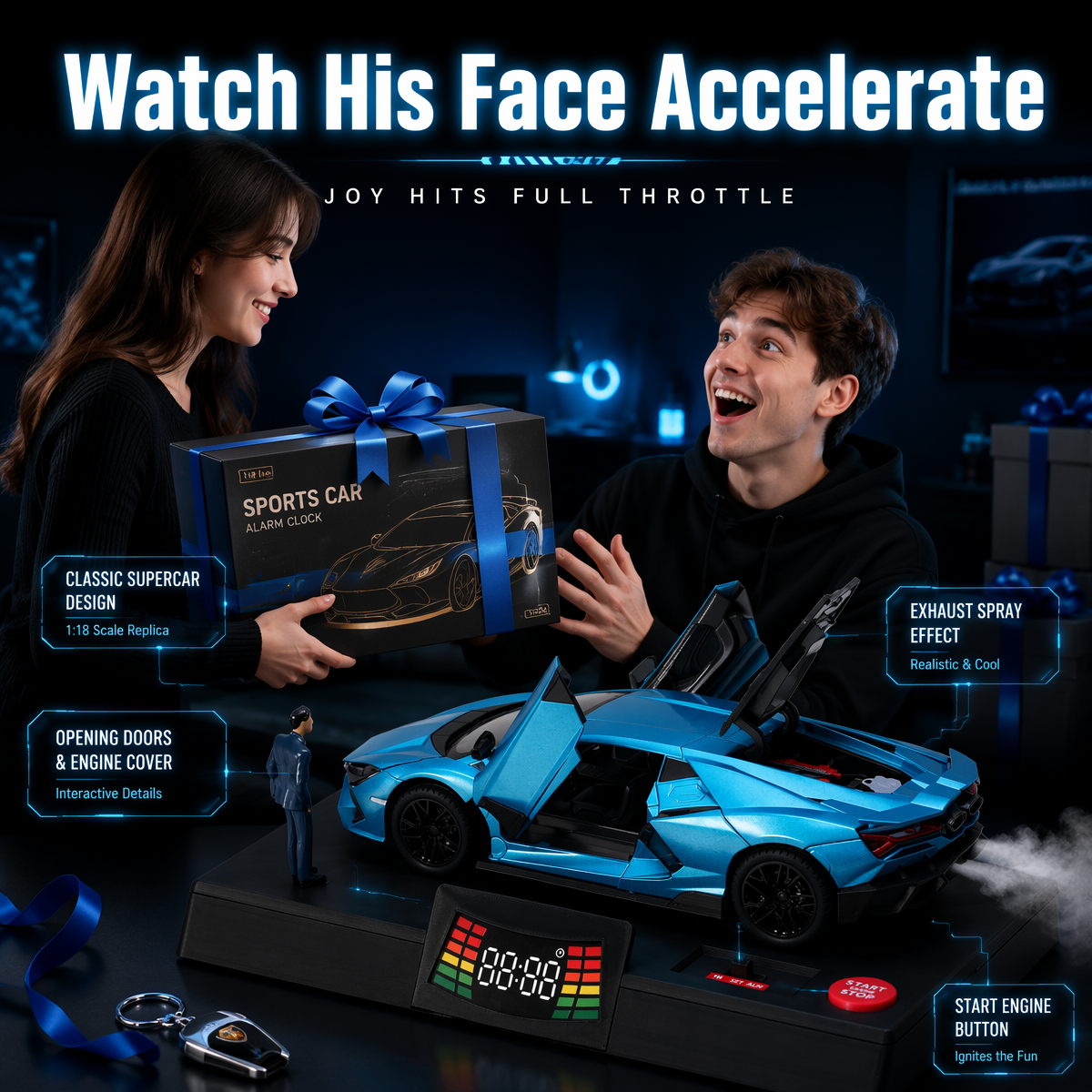Hypercar Alarm Clock Hypercar LED Display