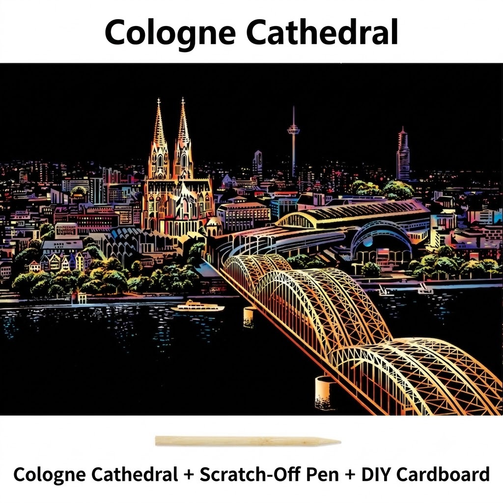 DIY Colorful City Nightscape Scratch Art Creative Craft Kit Multi Famous Scenes