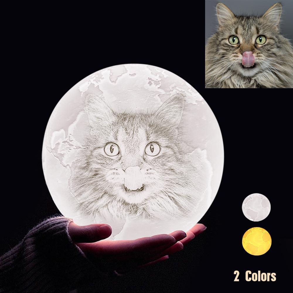 Custom 3D Printing Photo Earth Lamp With Your Text - For Pet Lover - Touch Two Colors(10cm-15cm) - Get Photo Blanket