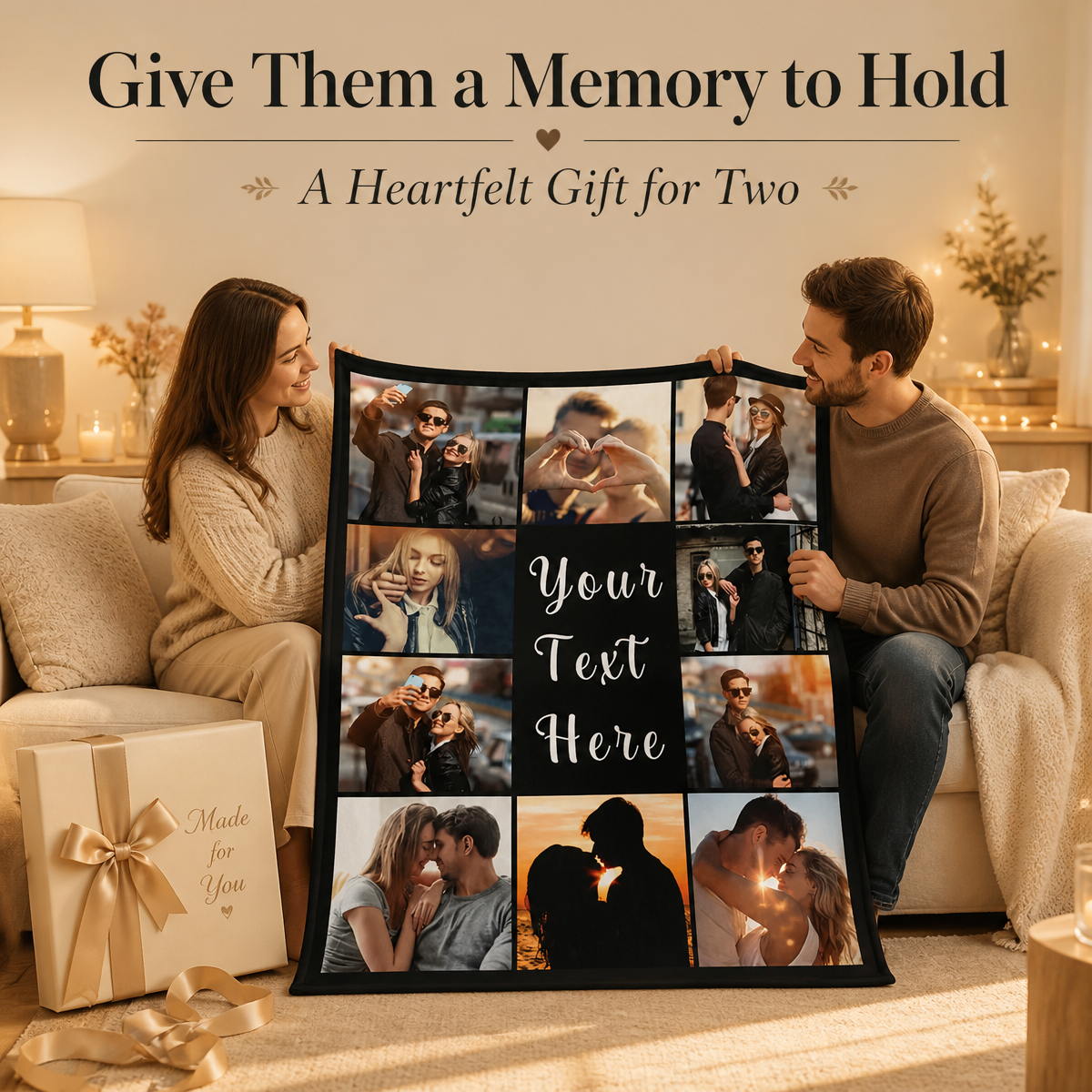 Custom Photo Blanket for Women Men Picture Blanket Throw Blanket, Personalized Anniversary Birthday Gifts For Wife or Couple Gifts