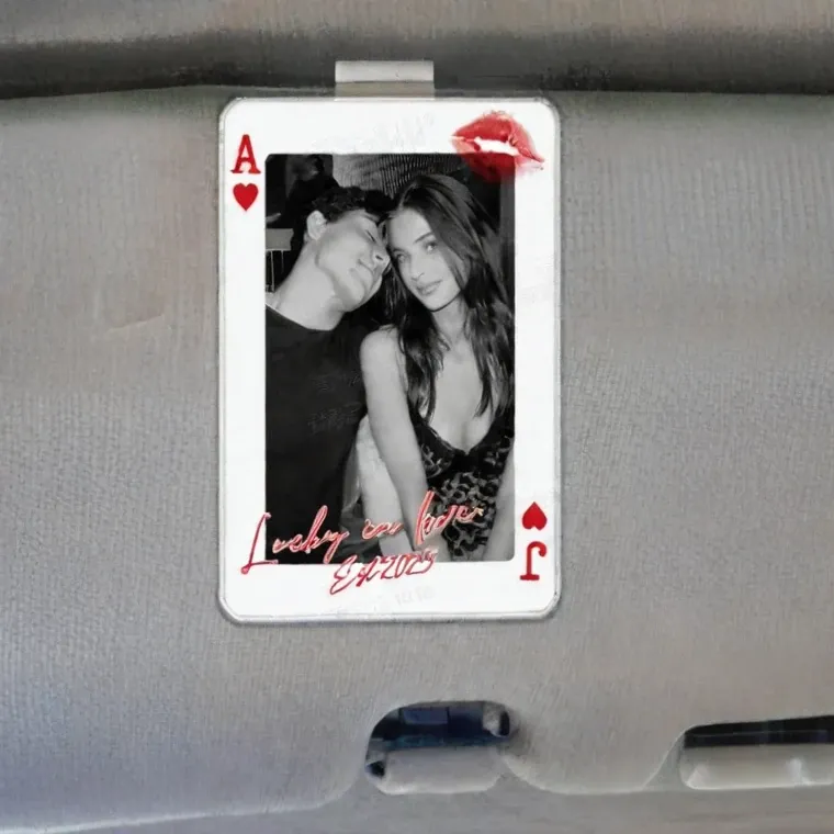 Personalized Car Photo Holder – Custom Sun Visor Clip | Couple Gift Mother's Or Father's Day Gift
