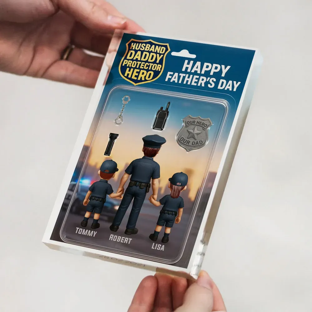 Personalized Acrylic Block Plaque Husband Daddy Protector Hero Custom Police Figure Perfect Father's Day Gift for Dad or Husband - Get Photo Blanket