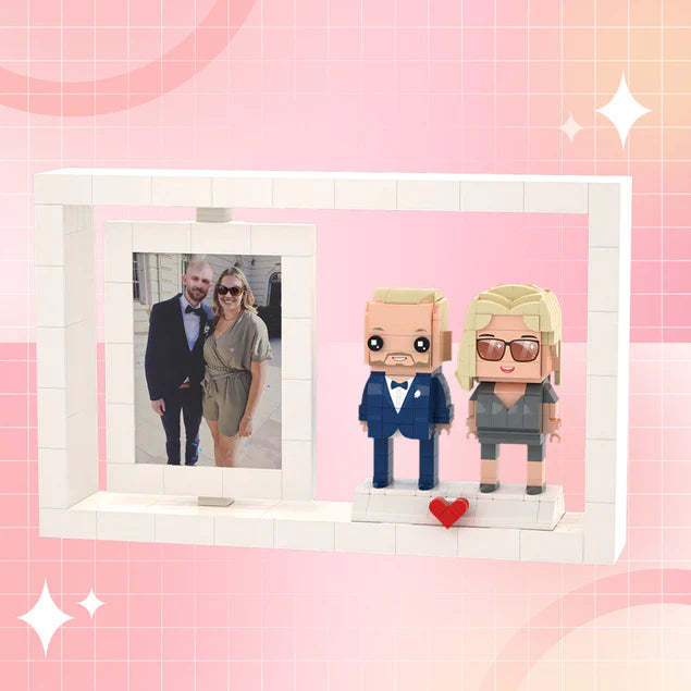 Full Body Customizable 2 People Custom Brick Figures Photo Frame Small Particle Block Brick Me Figures - Get Photo Blanket