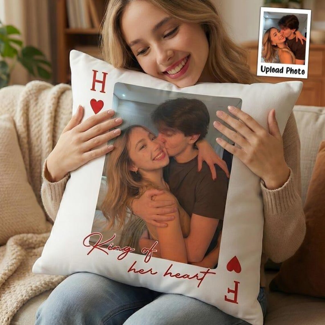 Personalized Playing Card Photo Pillow: Romantic Valentine’s Day Gift