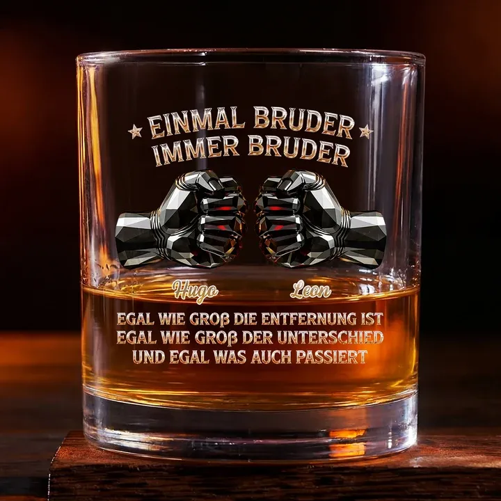 Personalized Whiskey Glass - Once a Brother Always a Brother 3D Gift