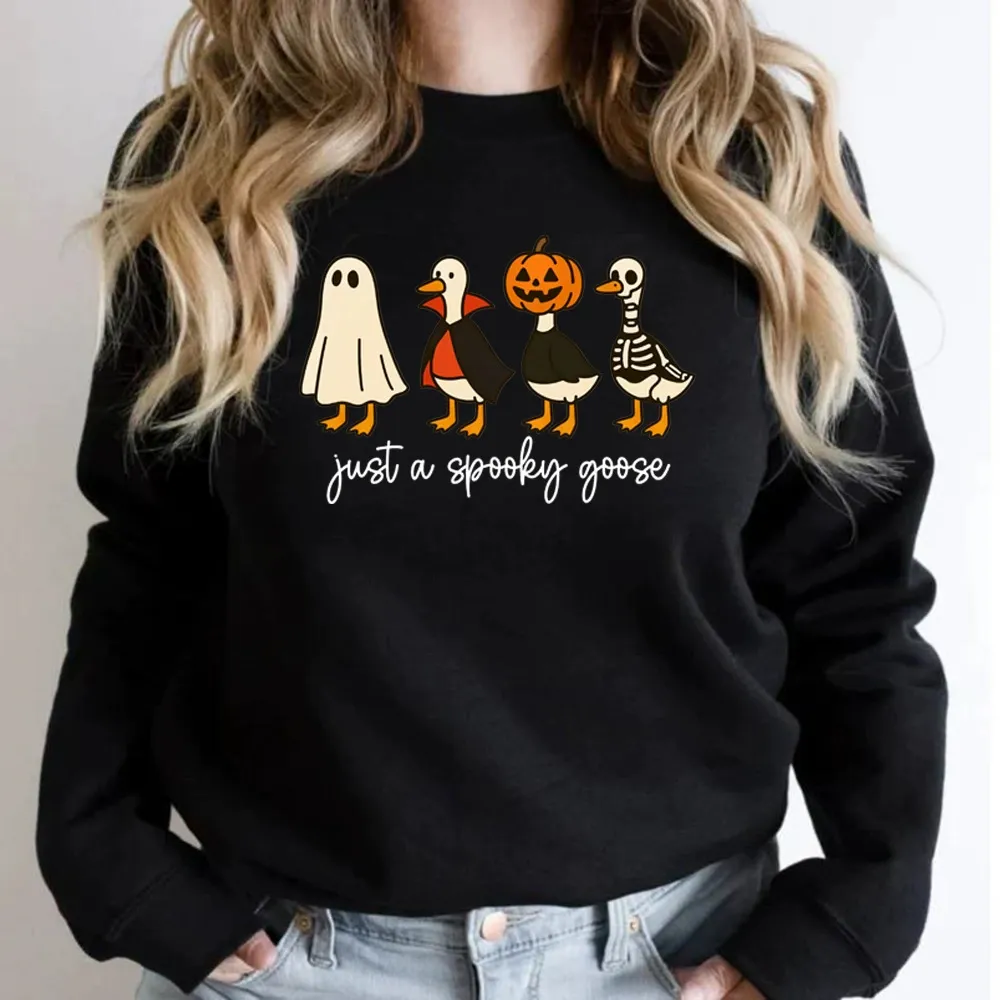 Just a spooky goose Sweatshirt, Just a Spooky Goose Sweatshirt, Halloween Sweatshirt, Skeleton Goose Tee, Spooky Season Shirt