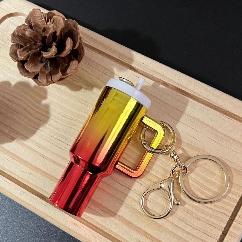 Mini Tumbler Keychain with Detachable Lipstick and Lip Gloss Storage