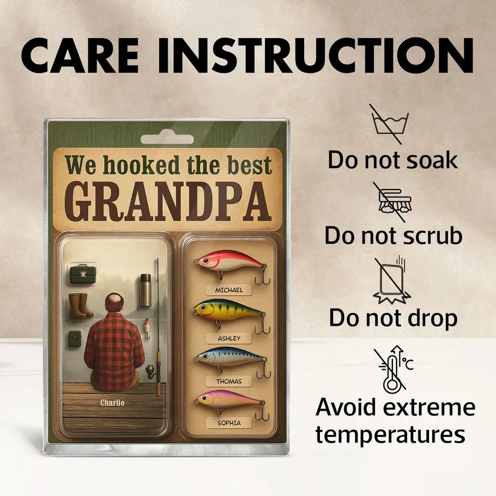 Personalized Acrylic Block Plaque We Hooked the Best Dad & Grandpa' with Realistic Figure Design - Get Photo Blanket