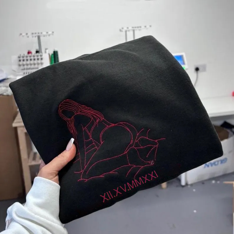 Custom Embroidered Sweatshirt – Personalized Sexy Portrait Gift for Him