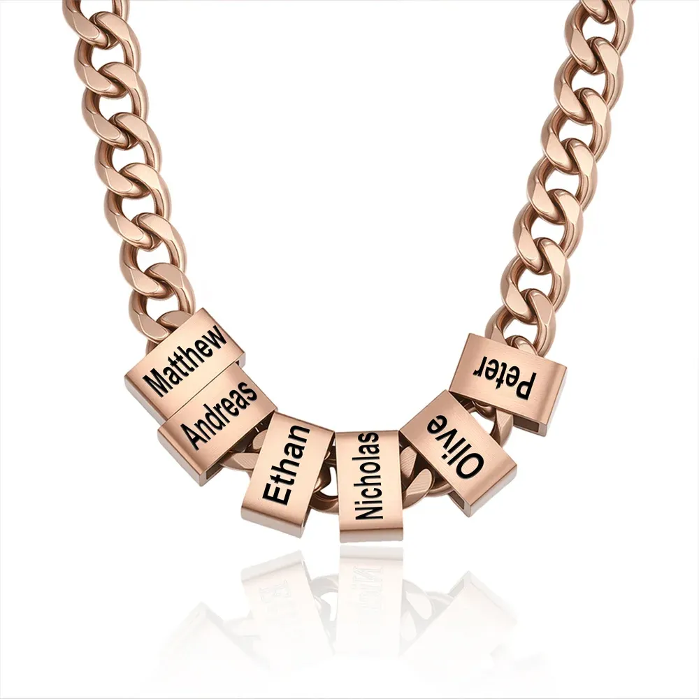 Personalized Minimalist 1-8 Nameplates Men Curb Chain Necklace with Engraved Names Father's Day Anniversary Birthday Gift for Dad Grandpa