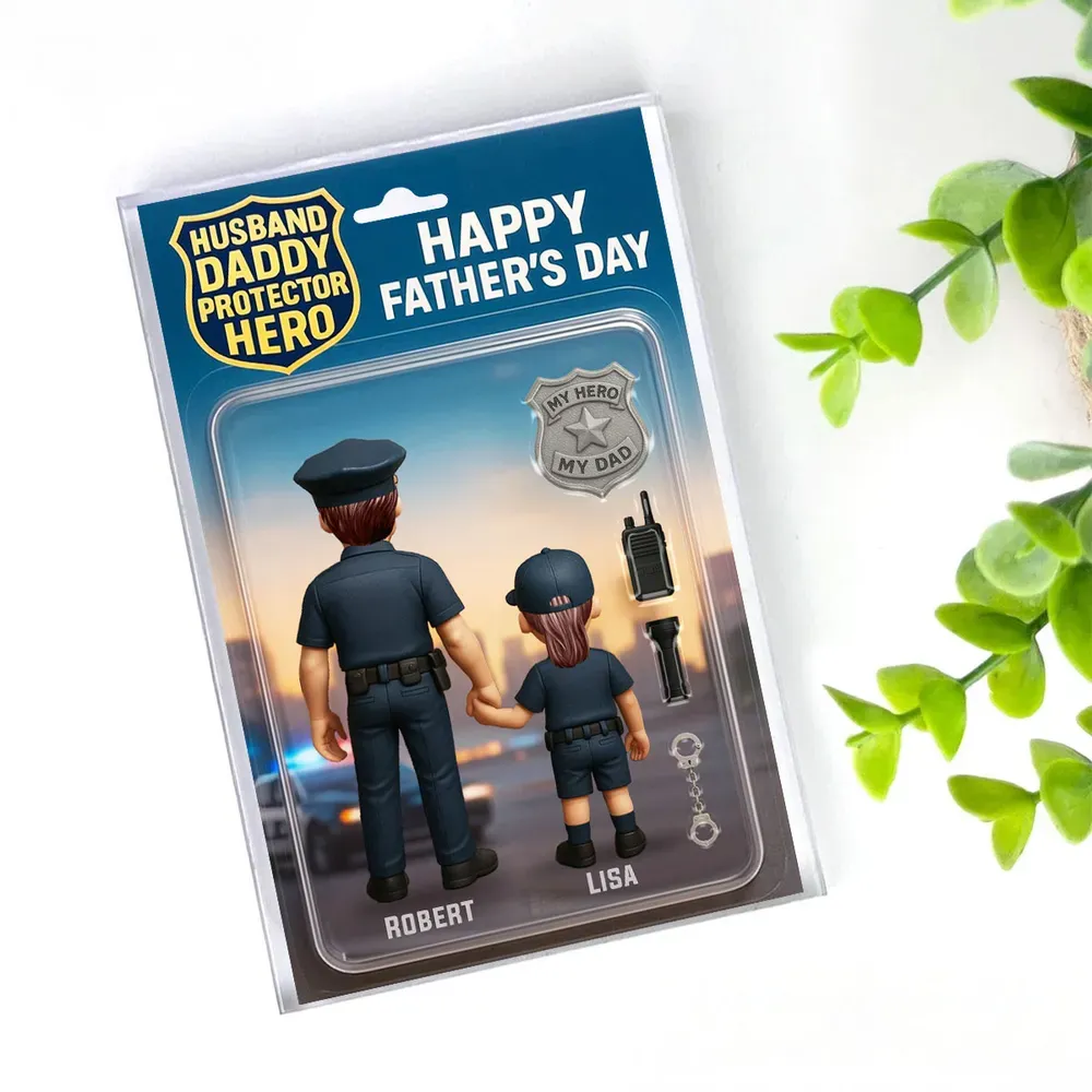 Personalized Acrylic Block Plaque Husband Daddy Protector Hero Custom Police Figure Perfect Father's Day Gift for Dad or Husband - Get Photo Blanket