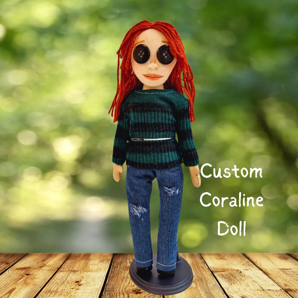 Custom Button-Eye Handmade Doll, Custom Spooky-Inspired Mini-Me Doll Gift for Halloween, Spooky Season Custom Creepy Cute Ragdoll for Her - Get Photo Blanket